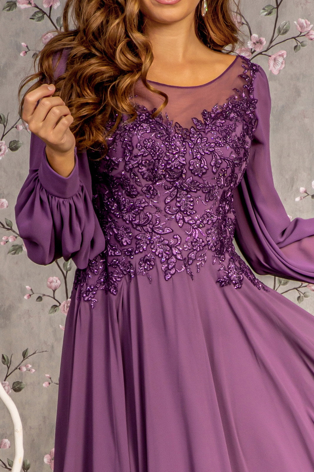 Mother of the Bride Dresses Floral A line Long Mother of the Bride Dress Purple