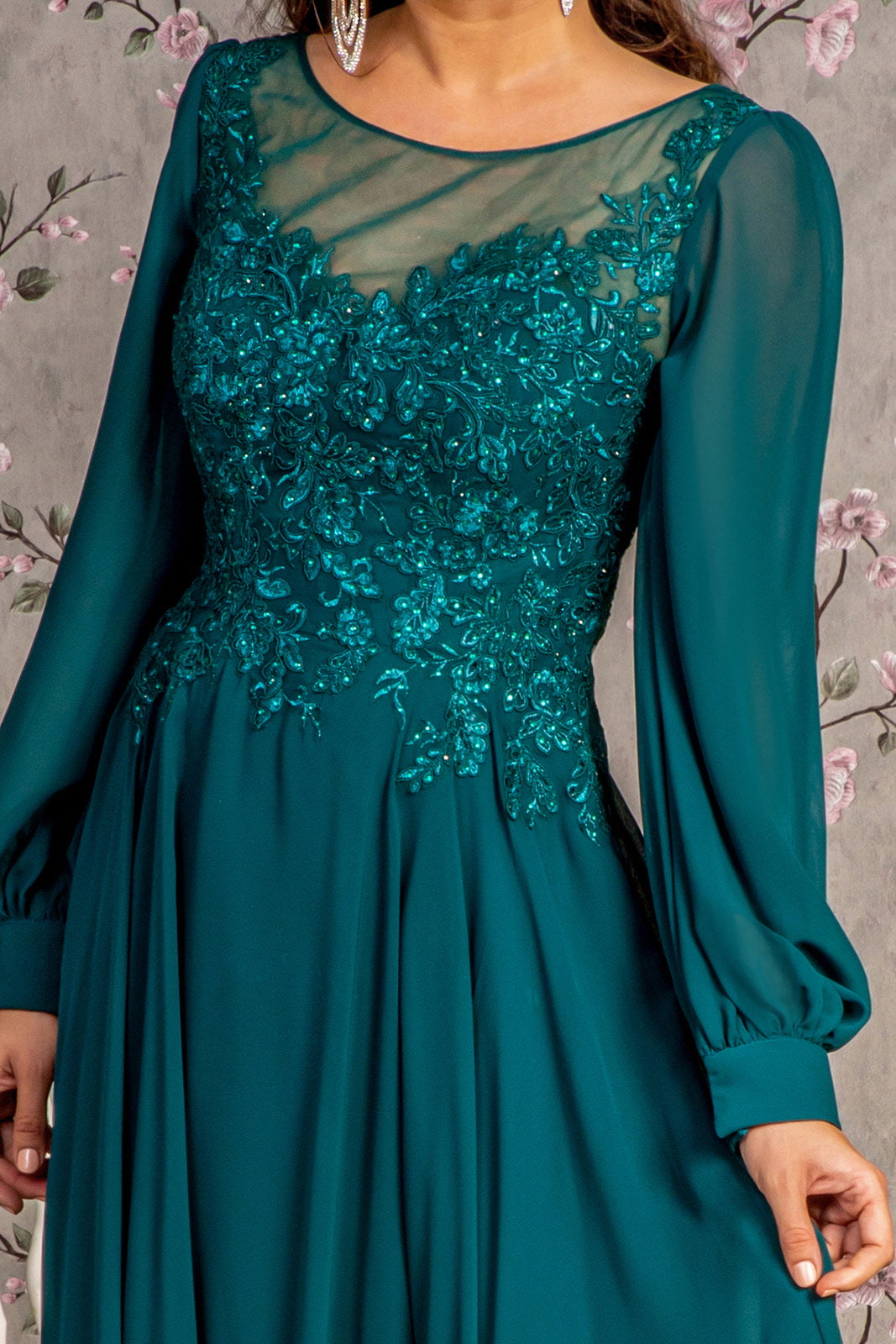 Mother of the Bride Dresses Floral A line Long Mother of the Bride Dress Teal
