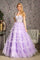 Prom Dresses Ruffled Long Glitter Formal Prom A Line Dress Lilac