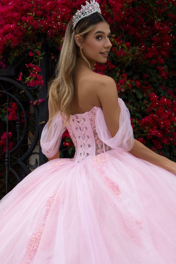 Quinceanera Dresses Long Glitter Beaded Quinceanera Dress Baby Pink