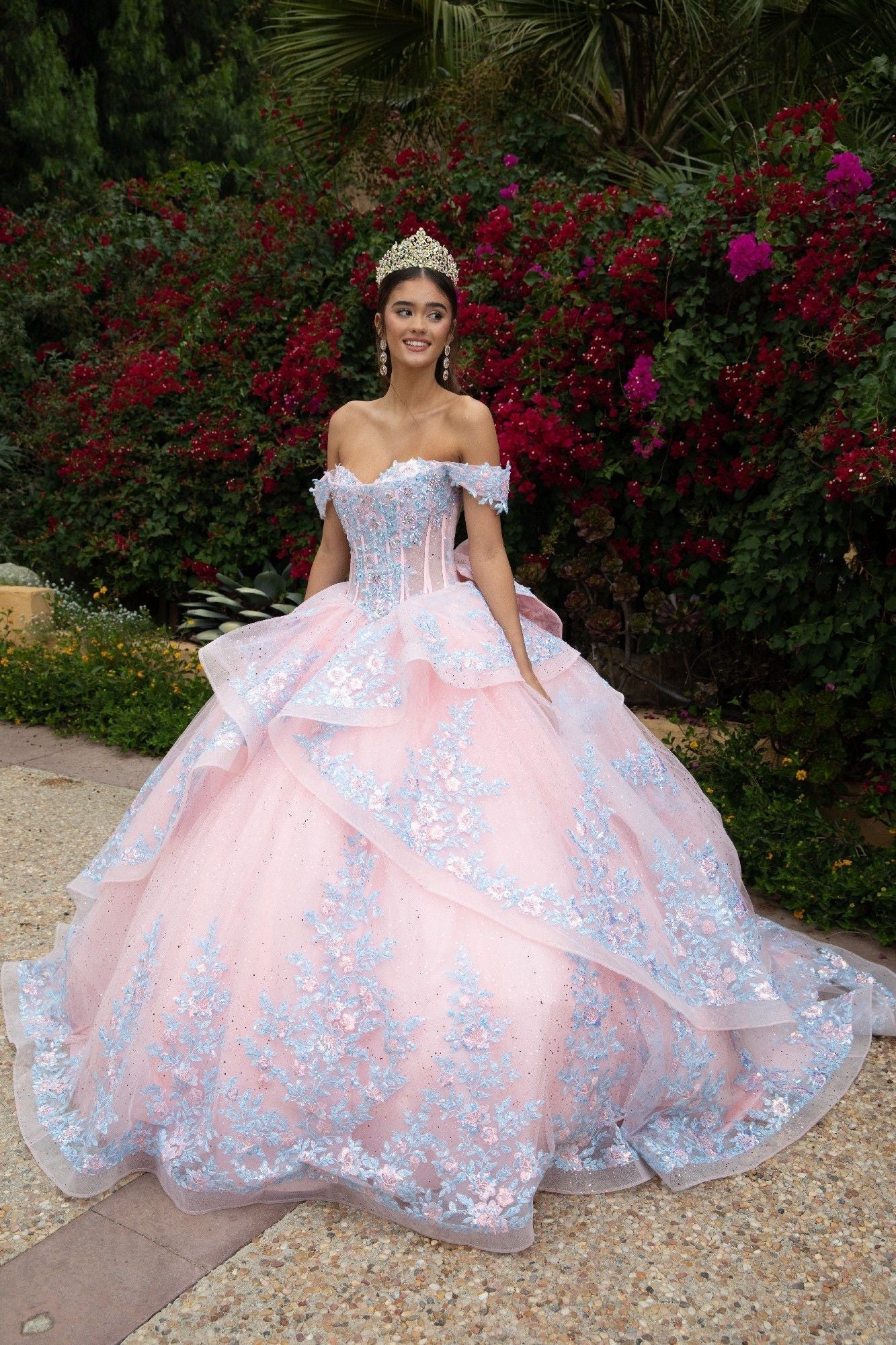 Quinceniera Dresses  Quinceanera Dress Long Glitter Ball Gown Blush Blue