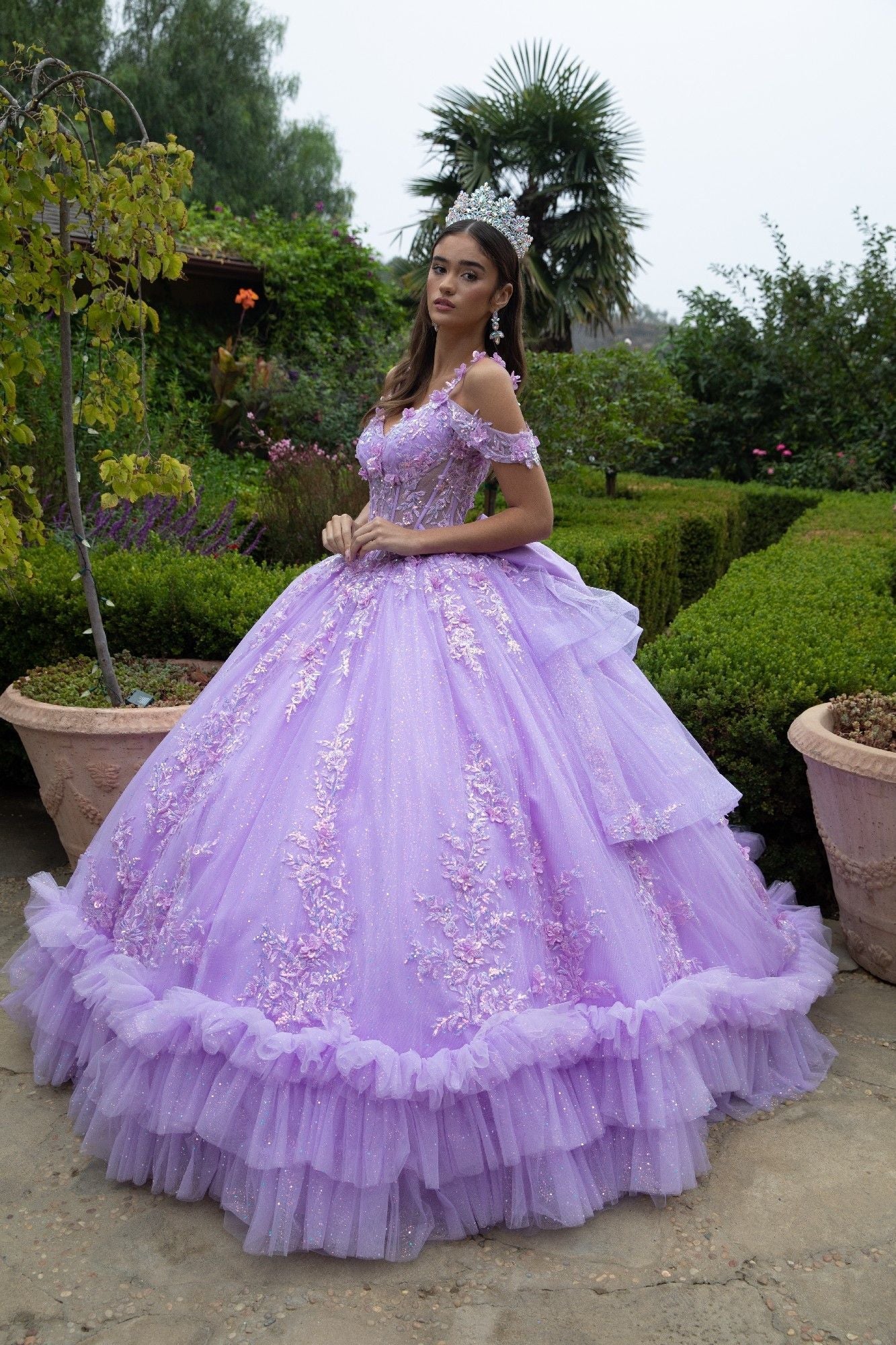 Quinceniera Dresses Long Ball Gown Applique Quinceanera Dress Lavender