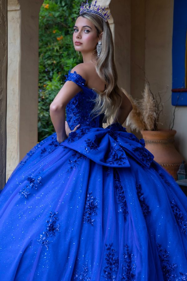 Quinceniera Dresses Long Glitter Applique Quinceanera Dress Royal Blue