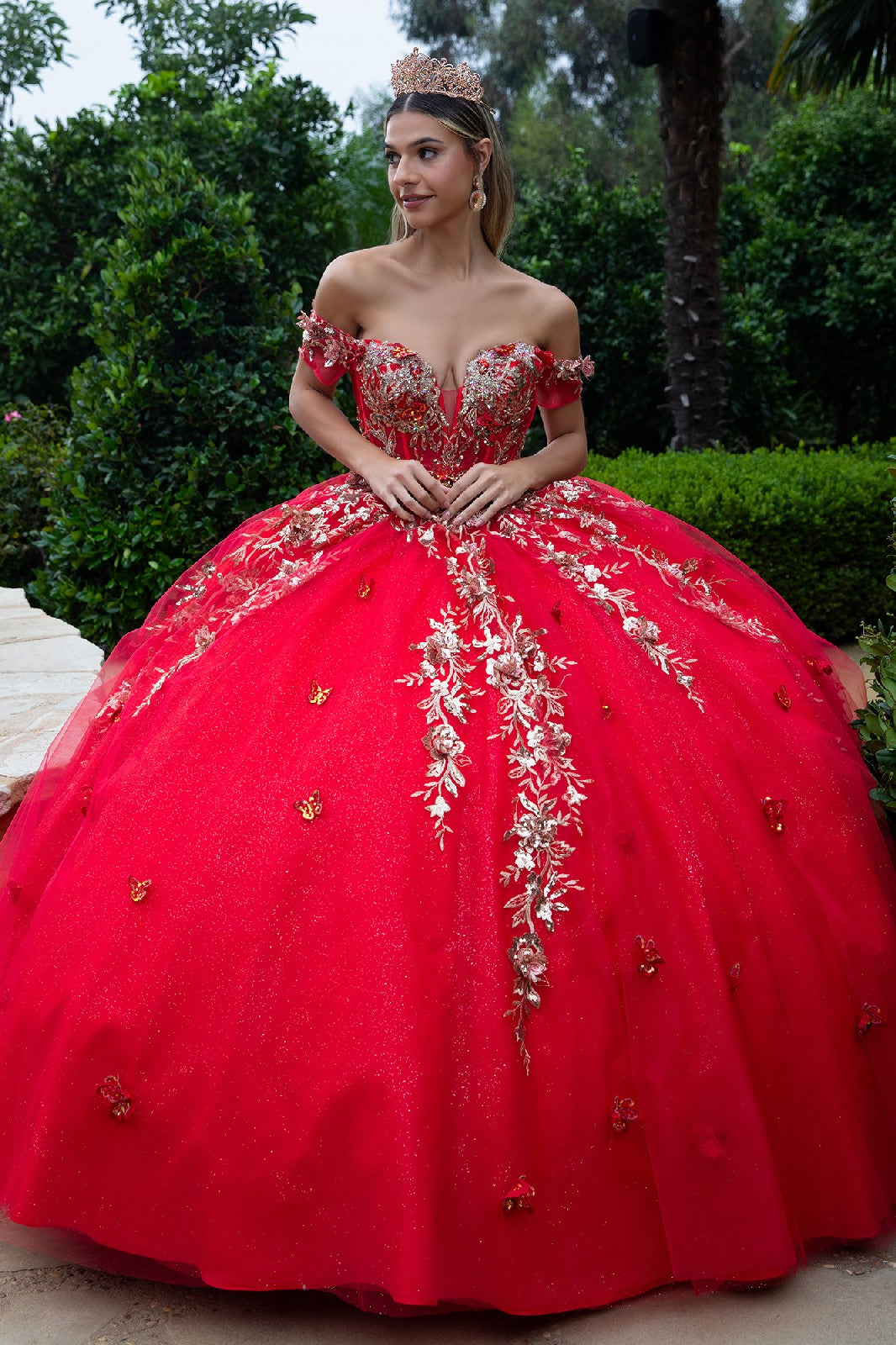 Quinceniera Dresses Long Sweet 16 Glitter Ball Gown Quinceanera Dress Red
