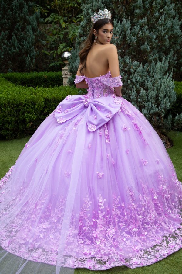 Quinceniera Dresses Long Quinceanera Dress 3D Floral Ball Gown  Lavender Rose