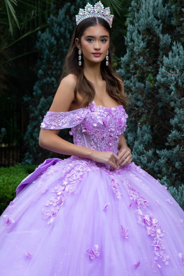Quinceniera Dresses Long Quinceanera Dress 3D Floral Ball Gown  Lavender Rose
