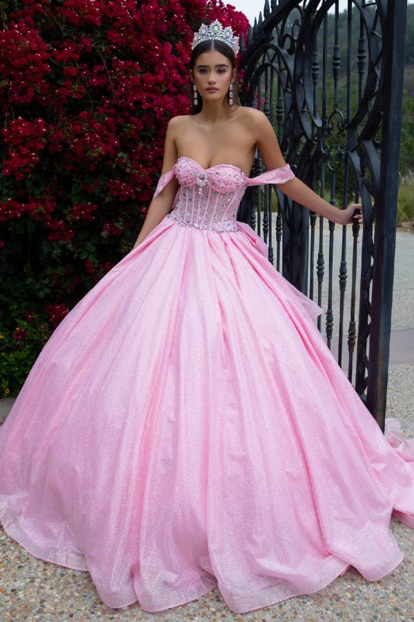 Quinceniera Dresses Long Ball Gown Overskirt Quinceanera Dress Pink