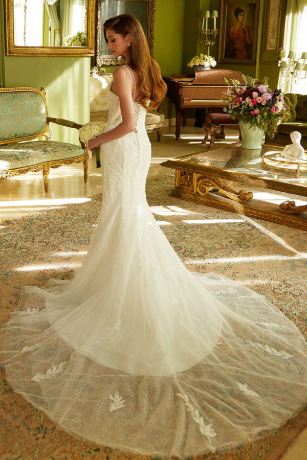 Wedding Dresses Long Fitted Sequin Wedding Dress Off White