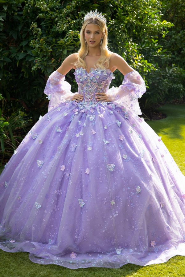 Quinceniera Dresses Long Ball Gown Glitter Apllique Quinceanera Dress Lilac