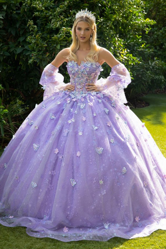 Quinceniera Dresses Long Ball Gown Glitter Apllique Quinceanera Dress Lilac