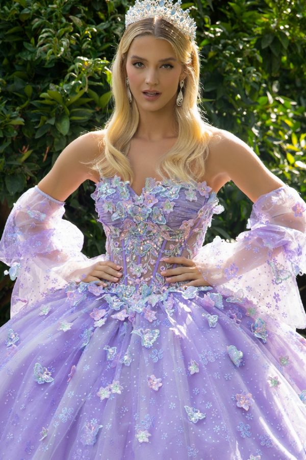 Quinceniera Dresses Long Ball Gown Glitter Apllique Quinceanera Dress Lilac