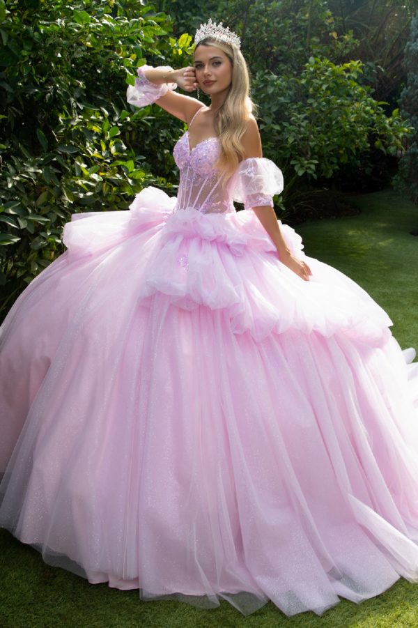 Quinceniera Dresses Glitter Quinceanera Dress Long Bal Gown Lilac/Blush