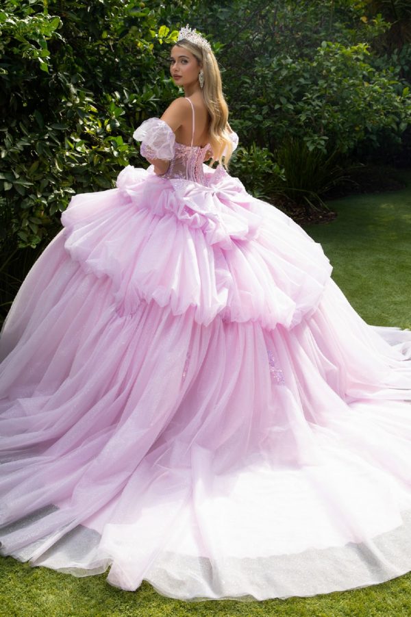 Quinceniera Dresses Glitter Quinceanera Dress Long Bal Gown Lilac/Blush