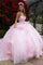 Quinceniera DressesLong Ball Gown Glitter Applique Quinceanera Dress Baby Pink
