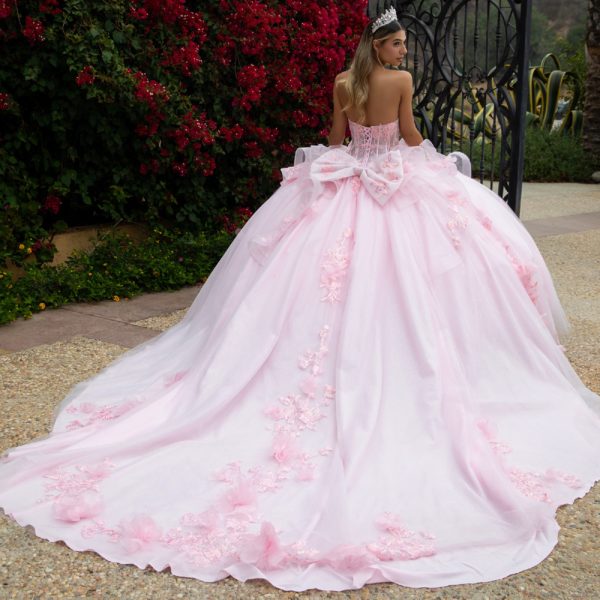 Quinceniera DressesLong Ball Gown Glitter Applique Quinceanera Dress Baby Pink
