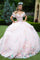 Quinceniera DressesLong Ball Gown Floral Applique Quinceanera Dress Blush