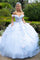 Quinceniera Dresses Sweet 16 3D Floral Applique Long Quinceanera Dress Light Blue
