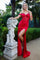 Prom Dresses Prom Beaded Long Fitted Slit Formal Dress Red