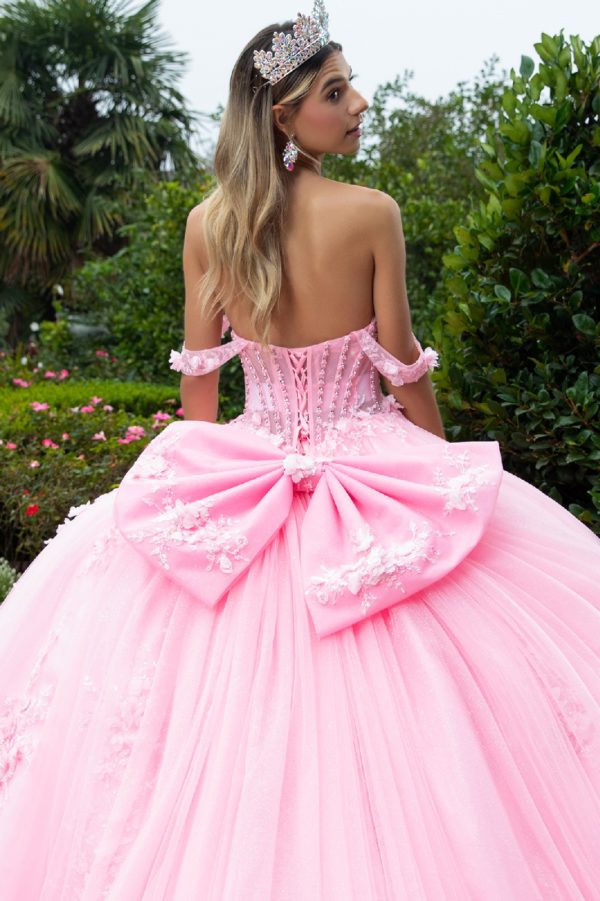 Quinceniera Dresses Sequin Long Ball Gown Glitter Quinceanera Dress Pink