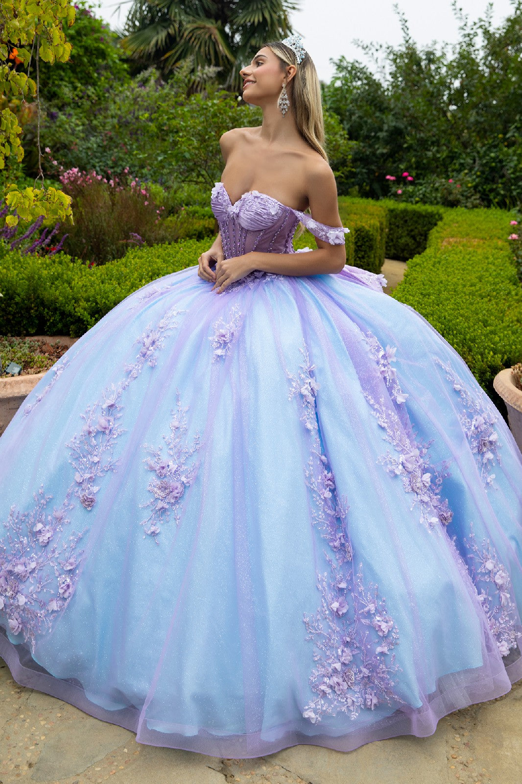 Quinceniera Dresses Sequin Long Ball Gown Glitter Quinceanera Dress Purple