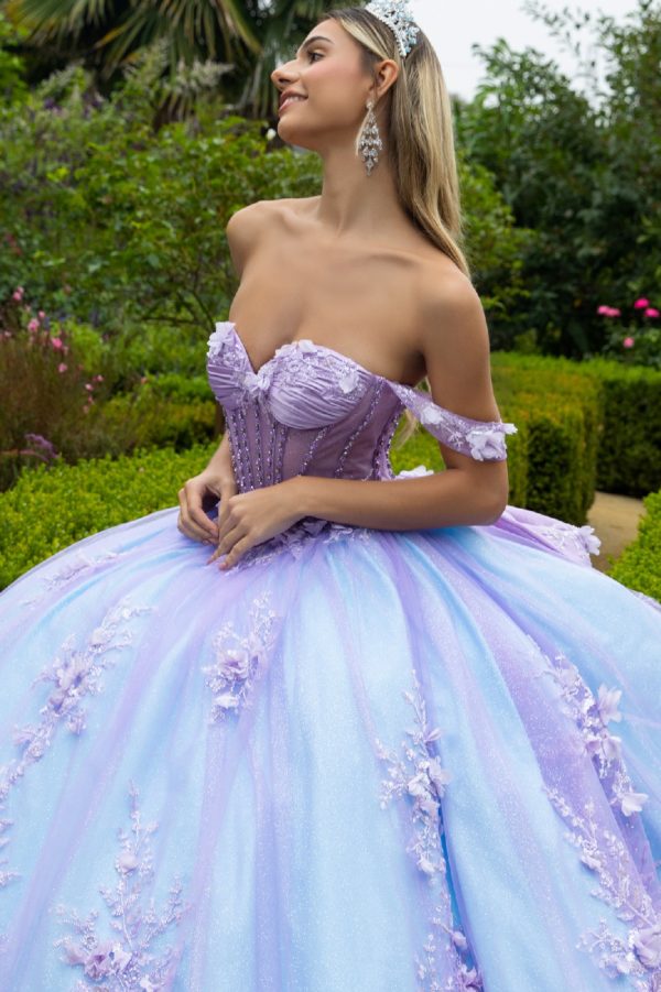 Quinceniera Dresses Sequin Long Ball Gown Glitter Quinceanera Dress Purple