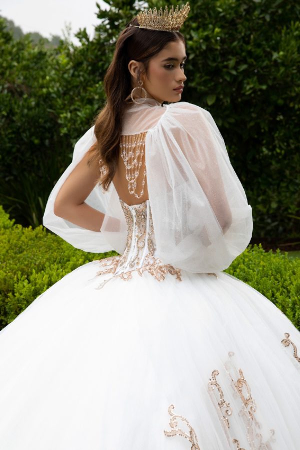 Quinceniera Dresses Sweet 16 Long Ball Gown Quinceanera Sequin Dress Ivory Gold