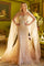 Formal Dresses Prom Glitter Fitted Long Formal Cape Sleeve Dress Champagne