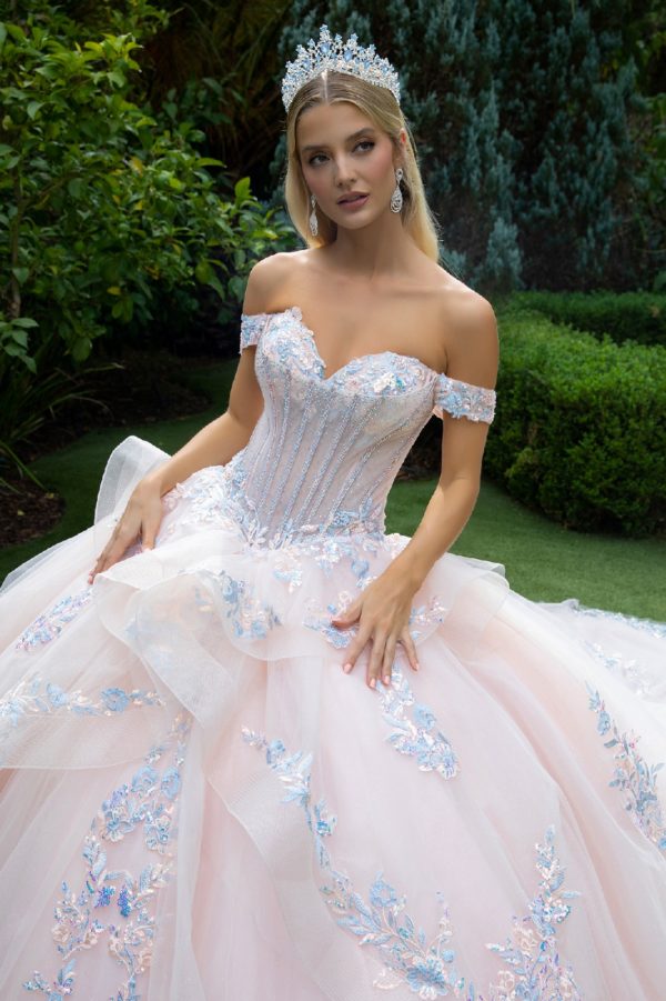 Quinceniera Dresses Glitter Sequin Ball Gown Sweet 16 Quinceanera Dress Blush