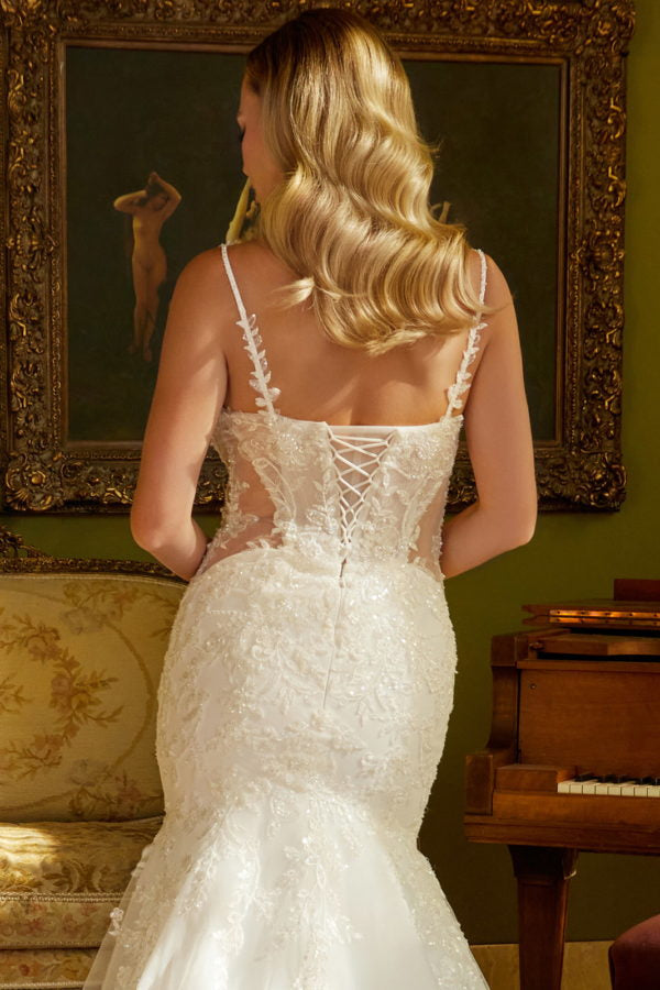 Wedding Dresses Long Mermaid Floral Sequin Wedding Dress Off White