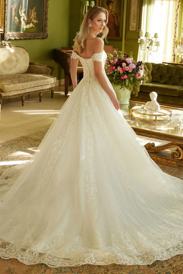 Wedding Dresses Bridal Gown A Line Long Sequin Wedding Dress Off White