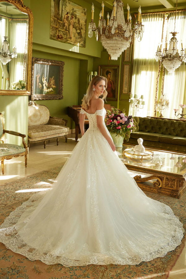 Wedding Dresses Bridal Gown A Line Long Sequin Wedding Dress Off White