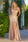 Prom Dresses Long Pleated Corset Formal Prom Dress Dark Champagne