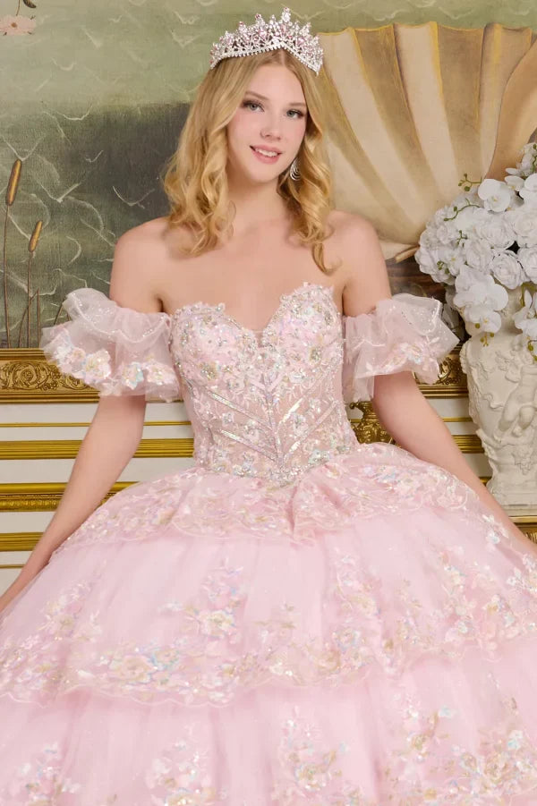 Quinceniera Dresses Quinceanera Dress Glitter Corset Long Ball Gown Baby Pink