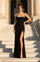Black Sweetheart Neckline Corset High Slit Prom Dress