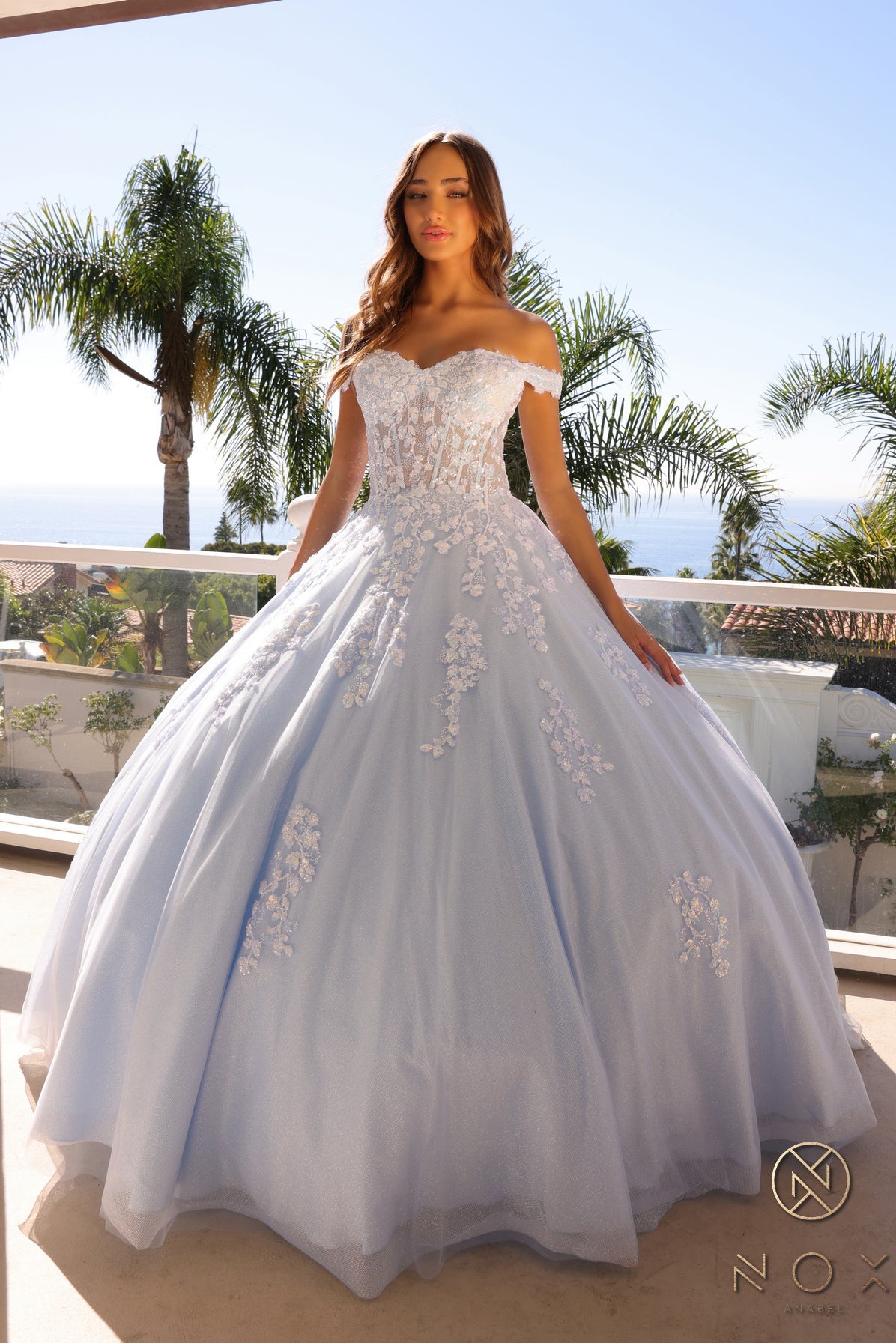 Prom Dresses Long Formal Glitter Prom Ball Gown Bahama Blue