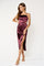 Cocktail Dresses Satin Spaghetti Strap Side Cutout Midi Dress Plum