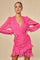 Cocktail Dresses Long Sleeve Ruffled Short Dress Pink