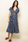 Cocktail Dresses Spotted Button Down Midi Dress Navy