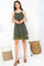 Cocktail Dresses Short Leaf Print Ruffle Dress Olive