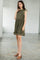 Cocktail Dresses Short Embroidered Flutter Sleeve Dress Olive