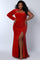 Formal Dresses Long One Shoulder Evening Gown Crimson