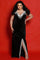 Plus Size Dresses Long Fitted Beaded Slit Formal Velvet Plus Size Evening Dress Onyx