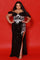 Plus Size Dresses Long Mermaid Prom Sequin Floral Formal Plus Size Dress White/Black