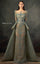 Formal Dresses Long Sleeve Formal Peplum Detachable Overskirt Evening Dress Aqua