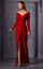 Formal Dresses Fitted Slit Formal Long Sleeve Evening Dress Red