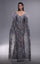 Formal Dresses Beaded Long Formal Cape Sleeve Evening Dress Grey