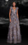 Formal Dresses A Line Long Beaded 3D Floral Applique Formal Dress Grey
