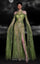 Formal Dresses Prom Beaded Sequin Long Formal Slit Cape Dress Pistache