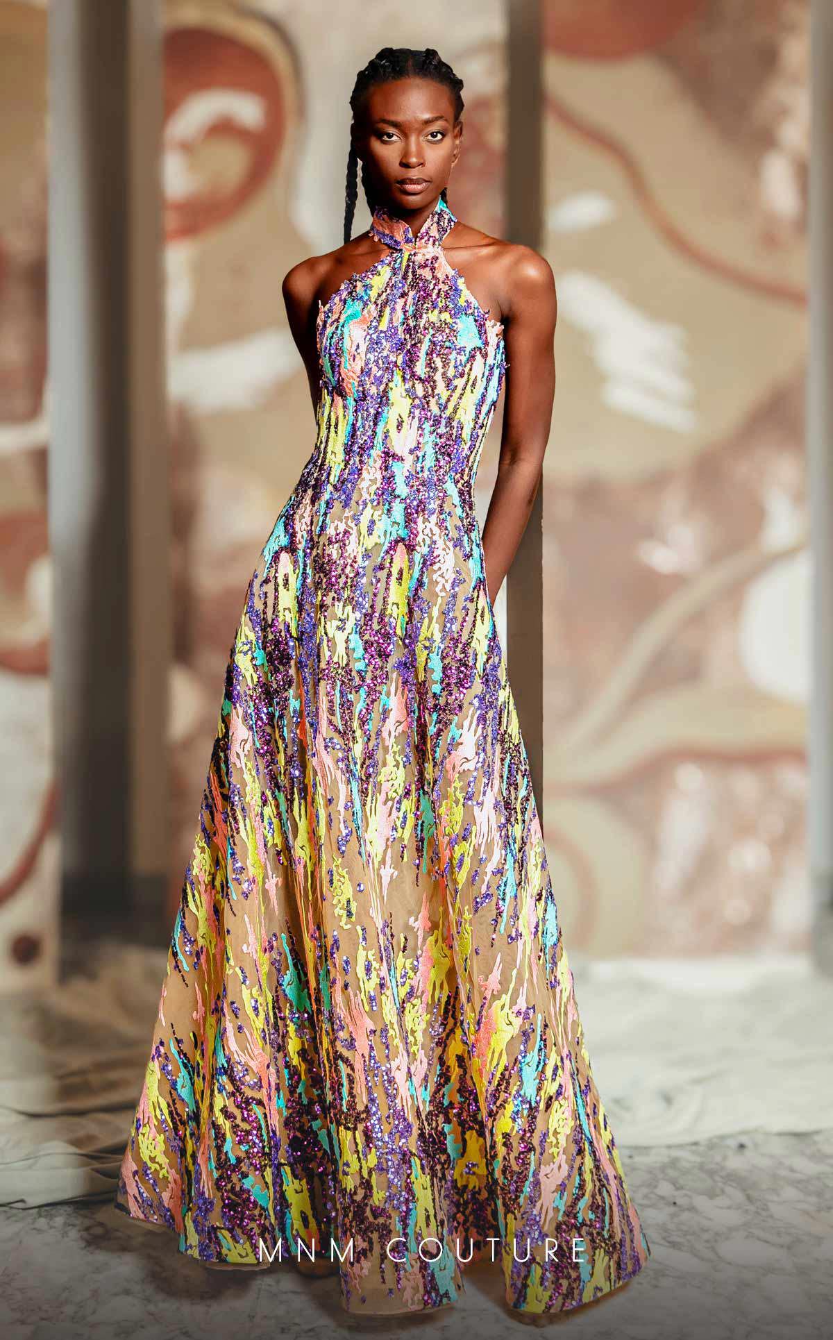 Formal Dresses Long Formal Beaded Lace Applique Sequin Prom Dress Multicolor