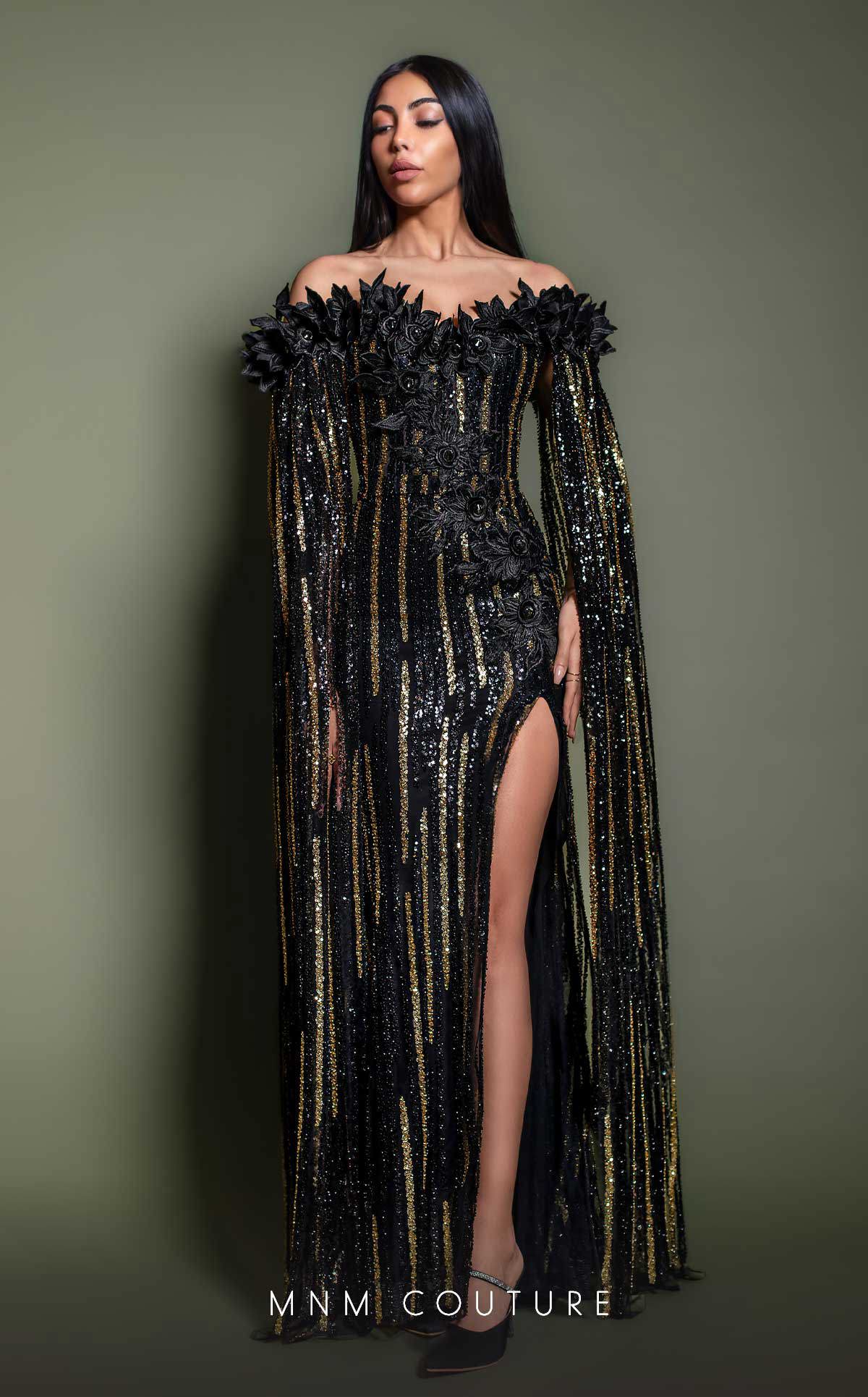 Formal Dresses Long Formal Beaded Applique Evening Dress Black